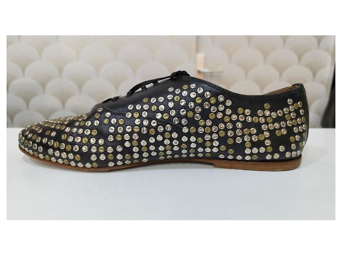 Derbies Saint Laurent com studs em couro preto - vista 7