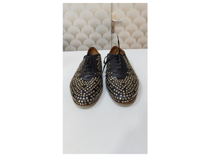 Derbies Saint Laurent com studs em couro preto - vista 9