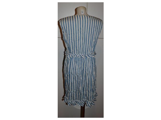 Vestido Love Moschino Blanco Turquesa Seda Algodón - vista 3