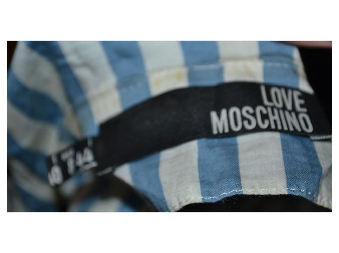 Vestido Love Moschino Blanco Turquesa Seda Algodón - vista 4