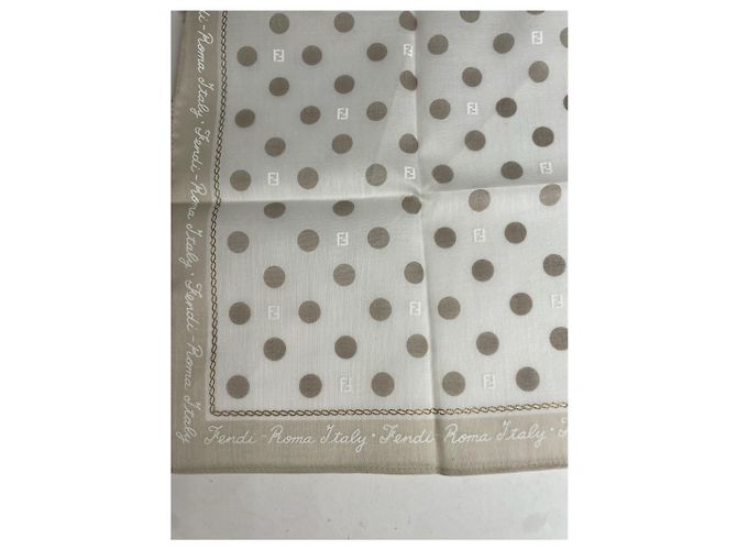Vintage Fendi Polka-Dot Monogramm Schal Weiß Grau - Ansicht 2
