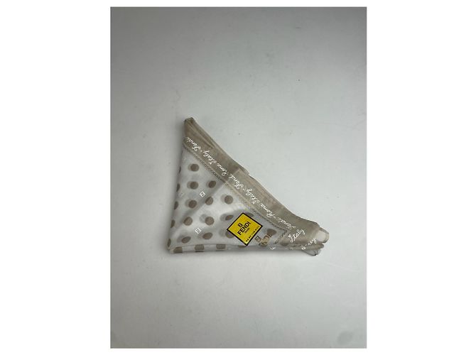 Vintage Fendi Polka-Dot Monogramm Schal Weiß Grau - Ansicht 3