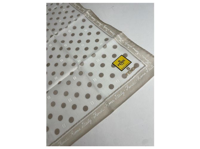 Vintage Fendi Polka-Dot Monogramm Schal Weiß Grau - Ansicht 6