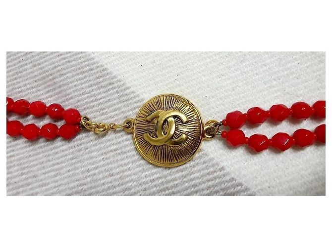 Collier collector chanel vintage Rouge Doré Bordeaux - vue 10