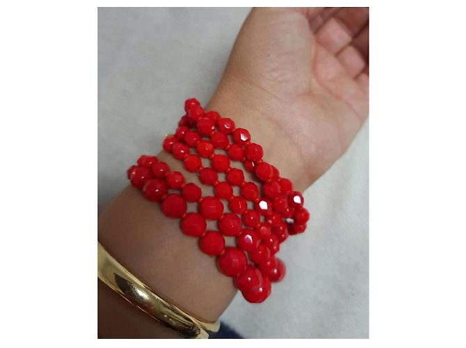 Collier collector chanel vintage Rouge Doré Bordeaux - vue 11