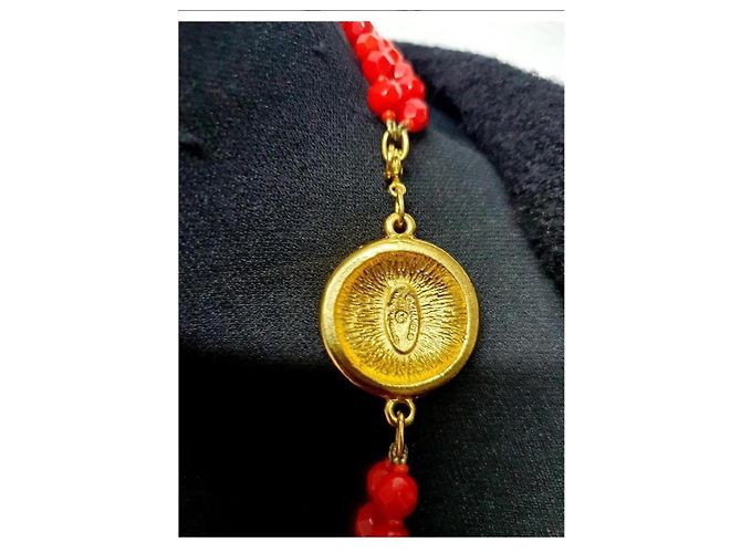Collier collector chanel vintage Rouge Doré Bordeaux - vue 12