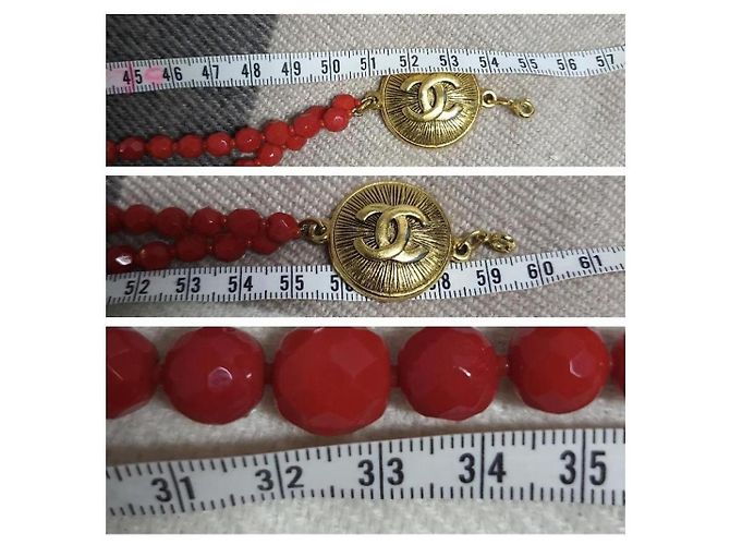 Collier collector chanel vintage Rouge Doré Bordeaux - vue 13