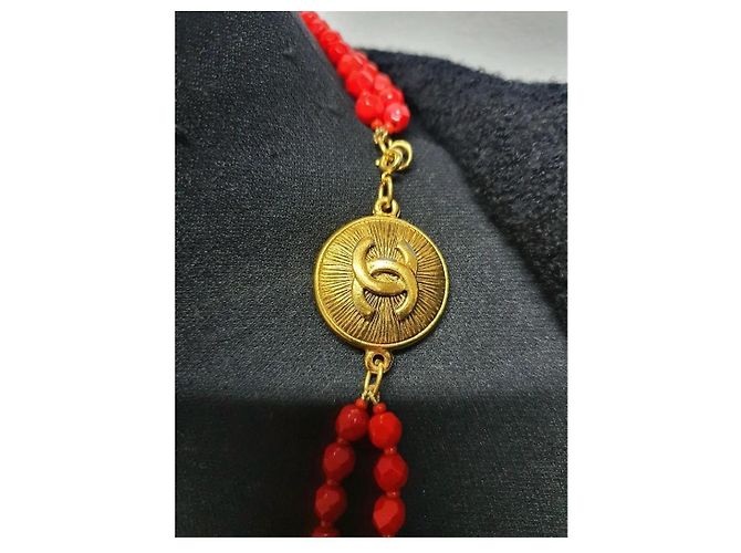 Collier collector chanel vintage Rouge Doré Bordeaux - vue 4