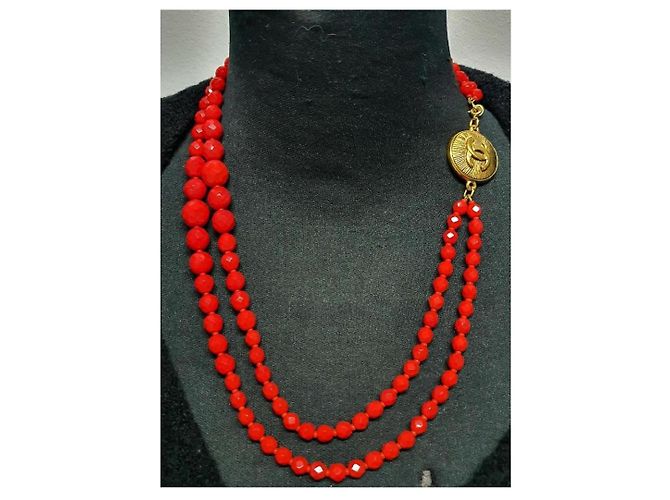 Collier collector chanel vintage Rouge Doré Bordeaux - vue 7