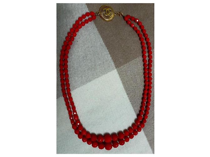 Collier collector chanel vintage Rouge Doré Bordeaux - vue 8