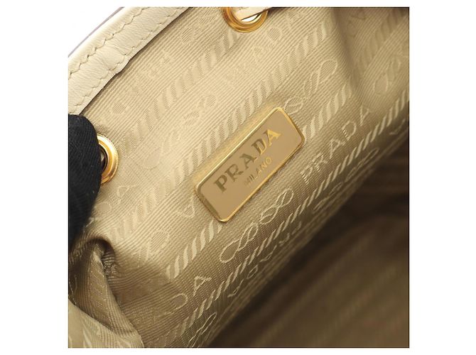 Borsa a mano in jacquard con logo Prada Bianco Beige - vista 4