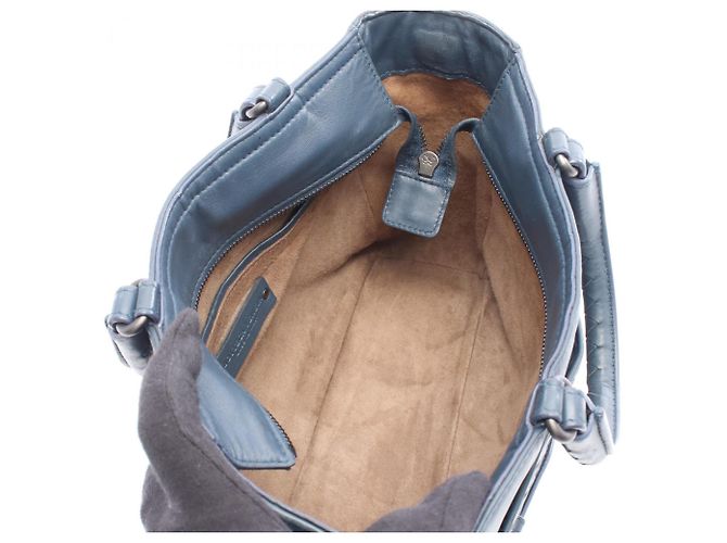 Borsa in pelle Intrecciato di Bottega Veneta Blu navy - vista 2
