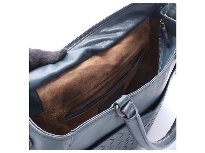 Borsa in pelle Intrecciato di Bottega Veneta Blu navy - vista 5