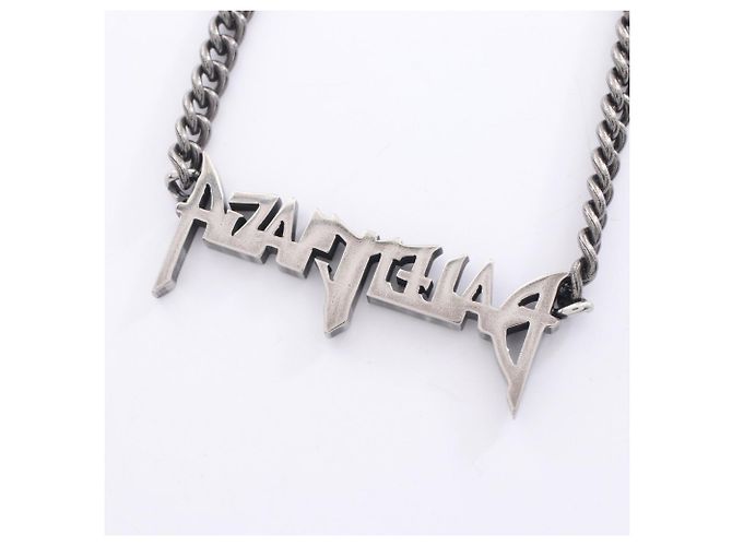Balenciaga Typo Metal Antique Silver Necklace - view 2