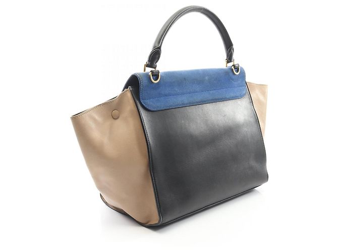 Céline Celine Trapeze Medium Handtasche Schwarz Blau Beige - Ansicht 2