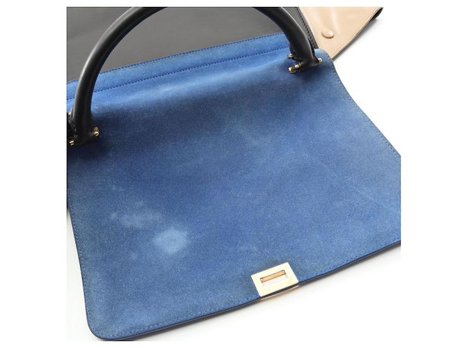 Céline Celine Trapeze Medium Handtasche Schwarz Blau Beige - Ansicht 7
