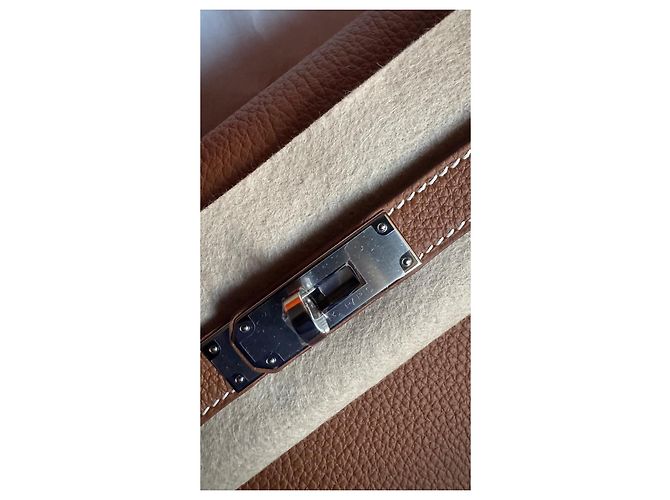 Hermès Kelly Depache 25 Pelle Togo Oro Marrone - vista 2