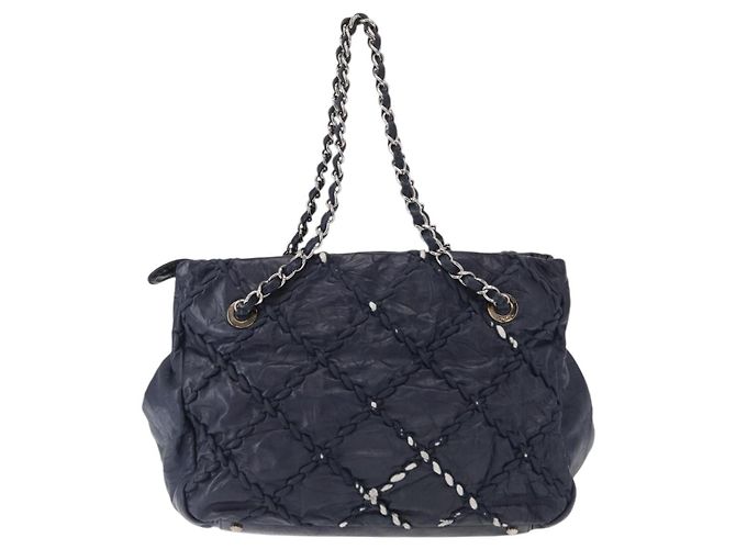 Chanel Ultra Stitch Kette Tasche aus gestepptem Kalbsleder Marineblau - Ansicht 2