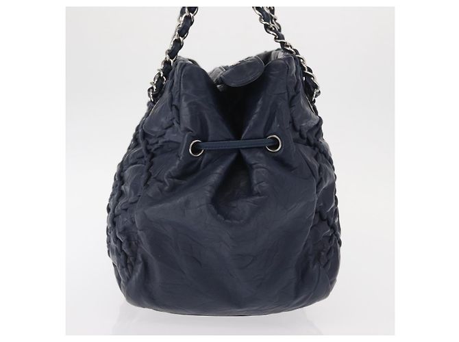 Chanel Ultra Stitch Kette Tasche aus gestepptem Kalbsleder Marineblau - Ansicht 3