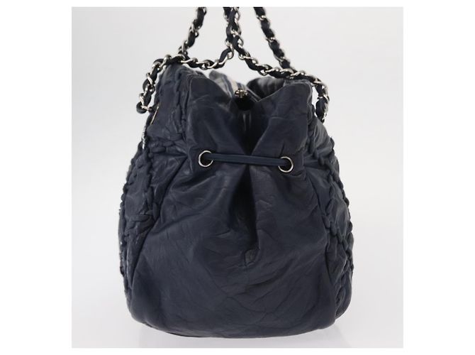 Chanel Ultra Stitch Kette Tasche aus gestepptem Kalbsleder Marineblau - Ansicht 4