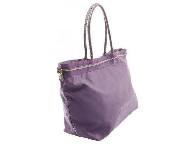 Bolso de mano de nylon jacquard Prada en marrón y púrpura - vista 2