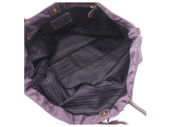 Bolso de mano de nylon jacquard Prada en marrón y púrpura - vista 3