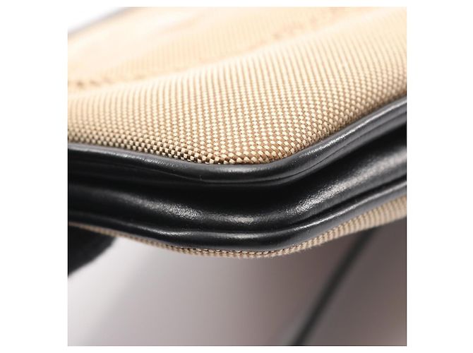 Borsa a spalla in jacquard con logo Prada Nero Beige - vista 5