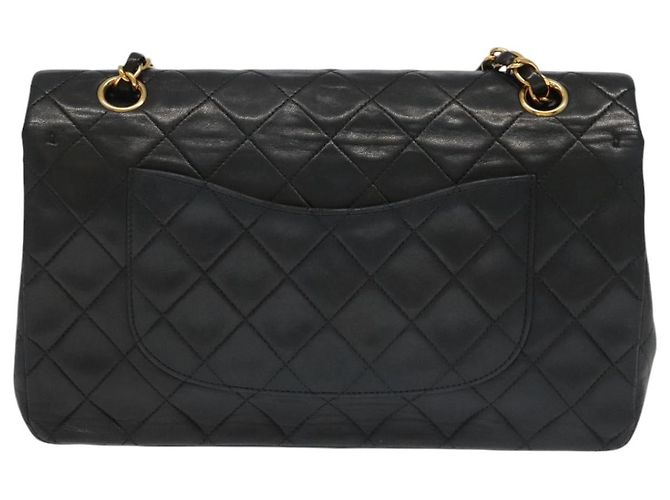 Chanel Vintage Classic Double Flap Quilted Lambskin Small Nero - vista 2