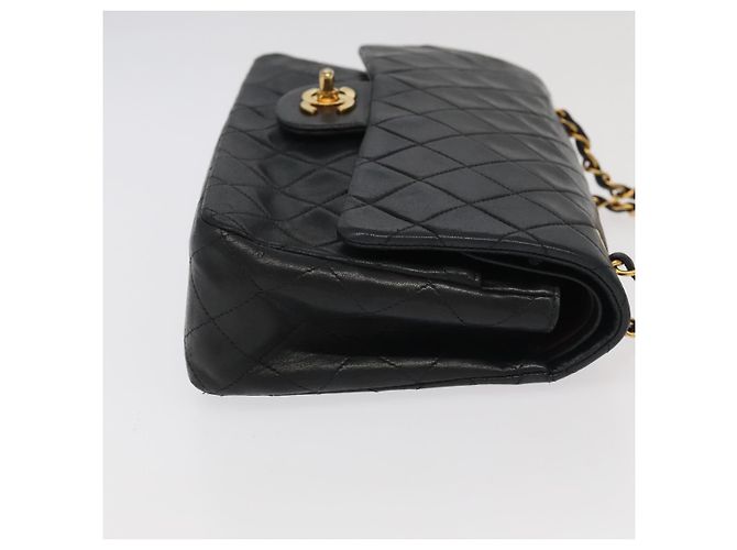 Chanel Vintage Classic Double Flap Quilted Lambskin Small Nero - vista 3
