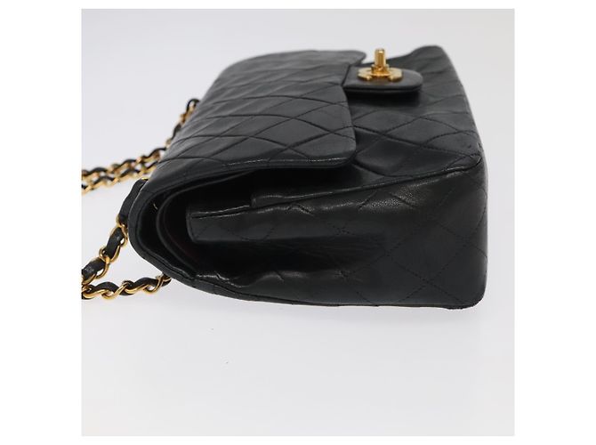 Chanel Vintage Classic Double Flap Quilted Lambskin Small Nero - vista 4