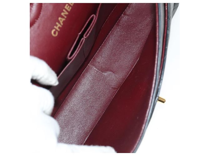 Chanel Vintage Classic Double Flap Quilted Lambskin Small Nero - vista 5