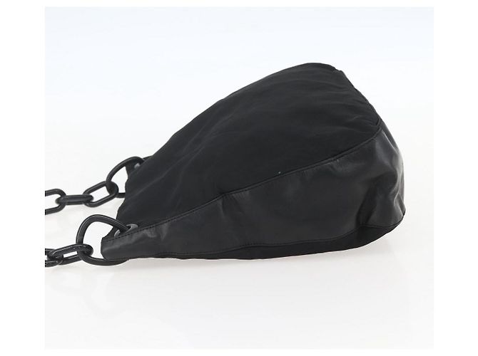 Borsa a Spalla con Catena Prada Tessuto Media Nero - vista 3
