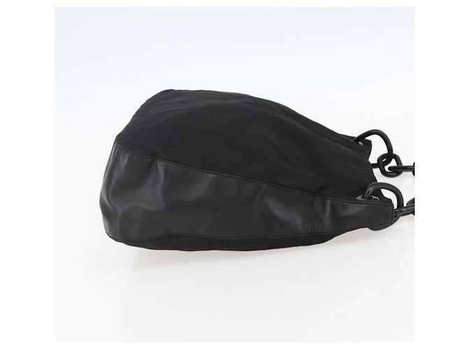 Borsa a Spalla con Catena Prada Tessuto Media Nero - vista 4
