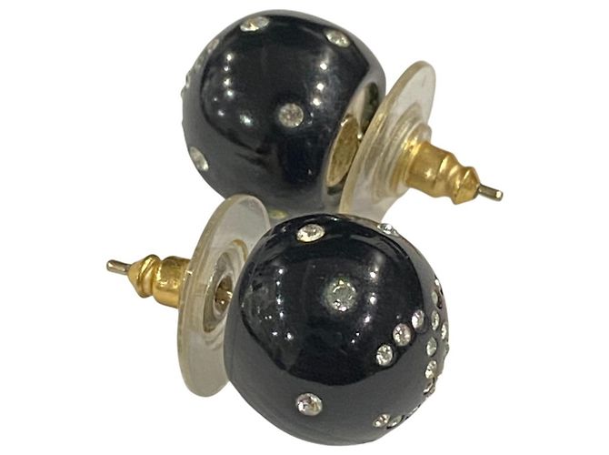 Chanel Coco Mark Strass Ball Stud Ohrringe Schwarz - Ansicht 2