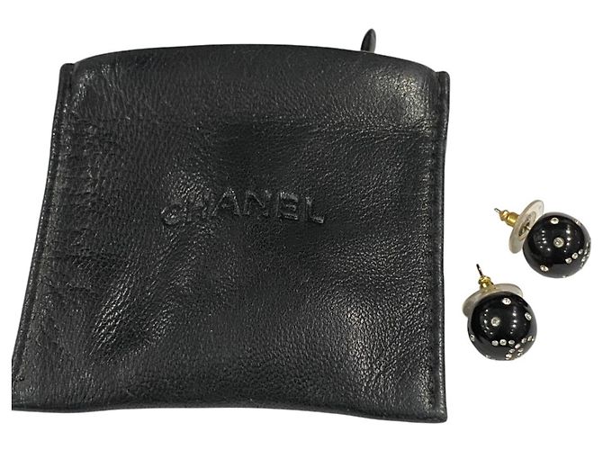 Chanel Coco Mark Strass Ball Stud Ohrringe Schwarz - Ansicht 4