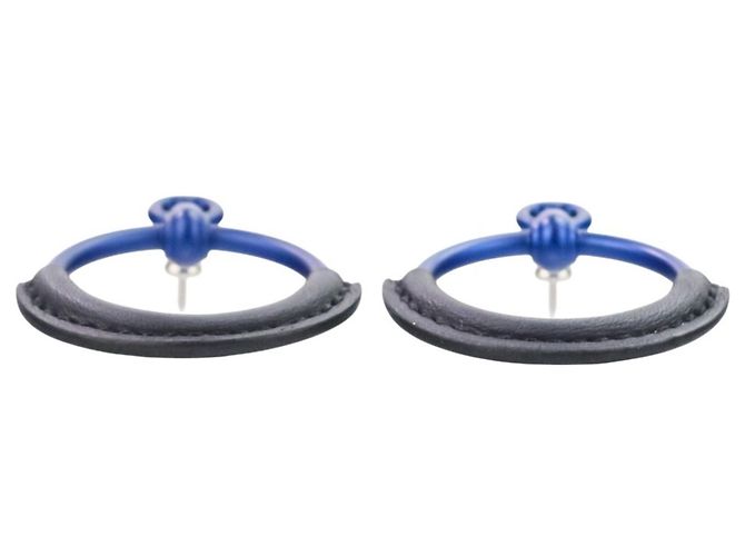 Pendientes Hermès Loop Grand PM en aluminio azul marino Negro - vista 5