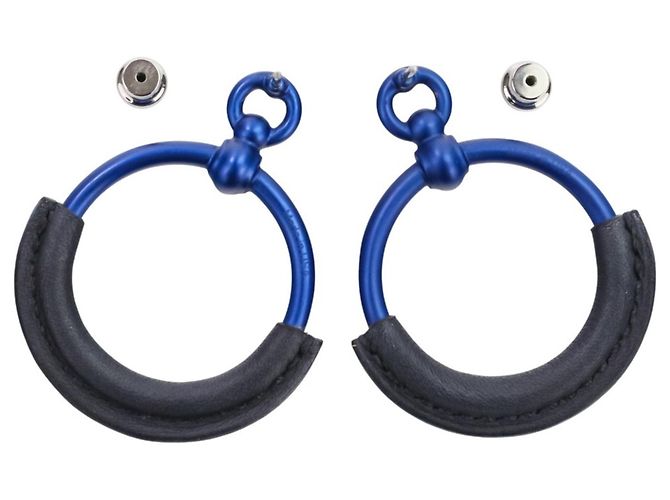 Pendientes Hermès Loop Grand PM en aluminio azul marino Negro - vista 9