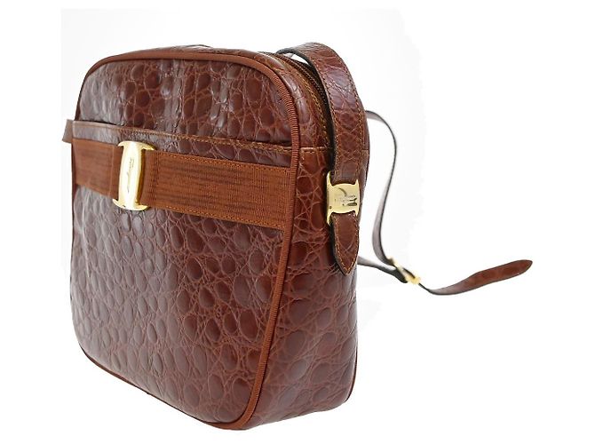 Salvatore Ferragamo Vala Leather Marrone - vista 3