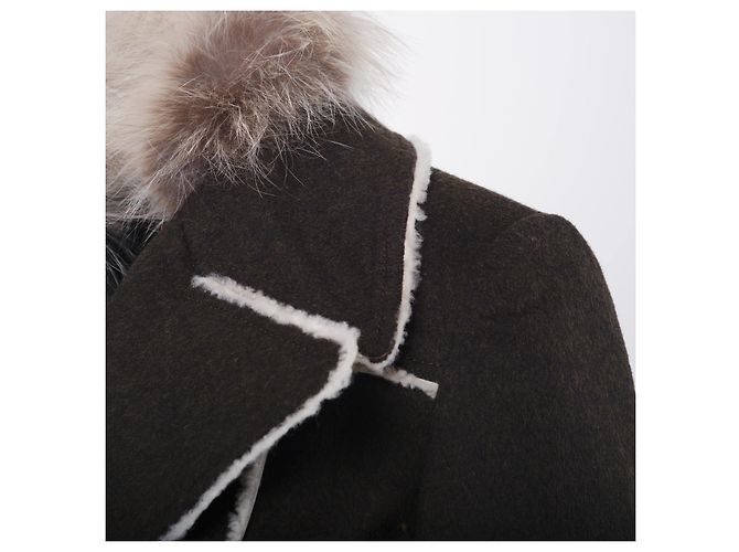 Prada Vintage Wool Jacket with Fur Collar Grey - view 5