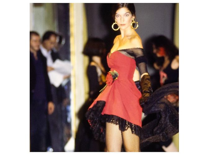 Moschino Couture Strapless Rosette Kleid – 90er Rot - Ansicht 2