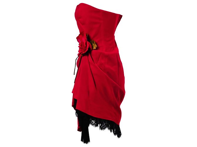 Moschino Couture Strapless Rosette Kleid – 90er Rot - Ansicht 3