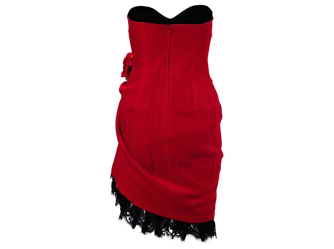Moschino Couture Strapless Rosette Kleid – 90er Rot - Ansicht 4