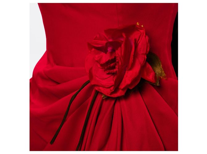 Moschino Couture Strapless Rosette Kleid – 90er Rot - Ansicht 5