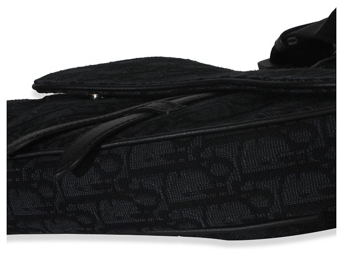 Borsa a tracolla in tela jacquard obliqua nera Christian Dior Nero - vista 5