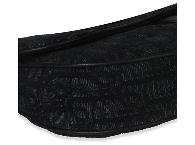 Borsa a tracolla in tela jacquard obliqua nera Christian Dior Nero - vista 6
