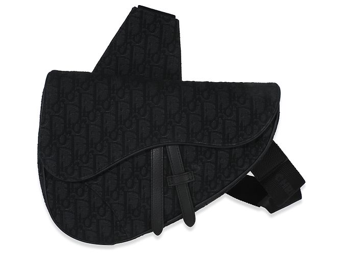 Borsa a tracolla in tela jacquard obliqua nera Christian Dior Nero - vista 7