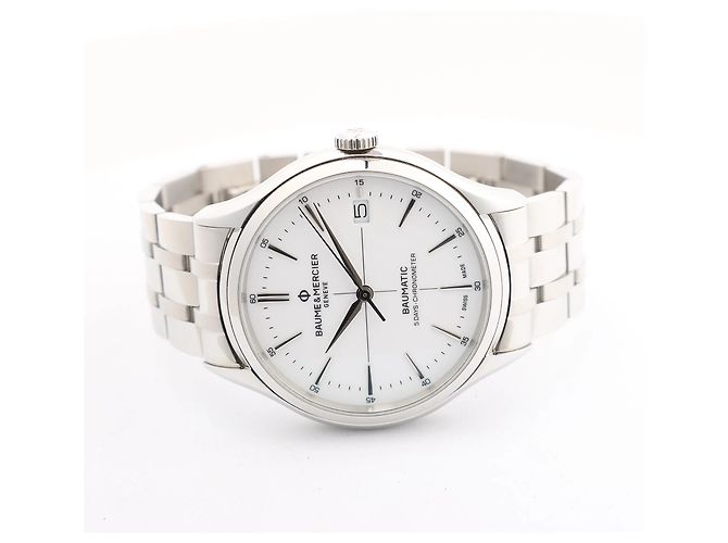Relógio Baume & Mercier Clifton Vomatic M0A10505 6197815 SS AT com mostrador branco - vista 4