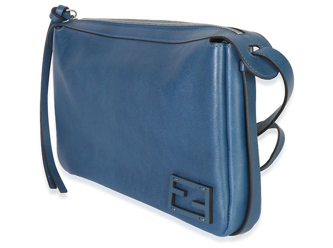 Baguette Borsa a spalla Simply Fendi media in nappa blu - vista 3