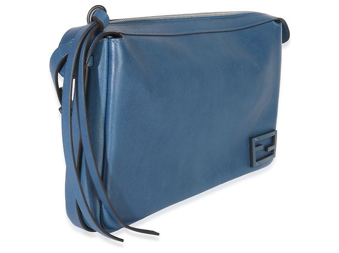 Baguette Borsa a spalla Simply Fendi media in nappa blu - vista 4