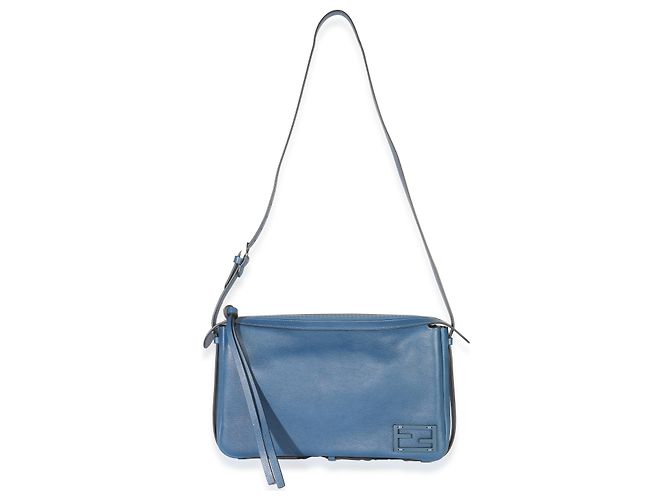 Baguette Borsa a spalla Simply Fendi media in nappa blu - vista 5